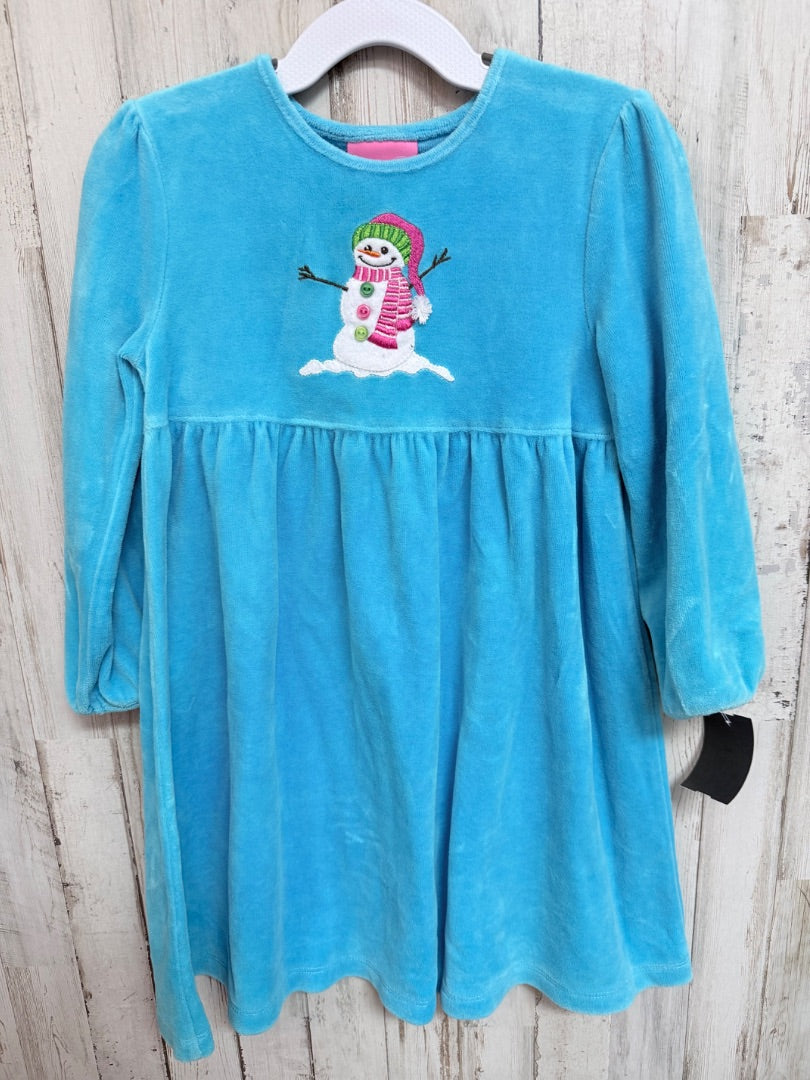 BLUE JK SNOWMAN VELVET DRESS, GIRL 3T