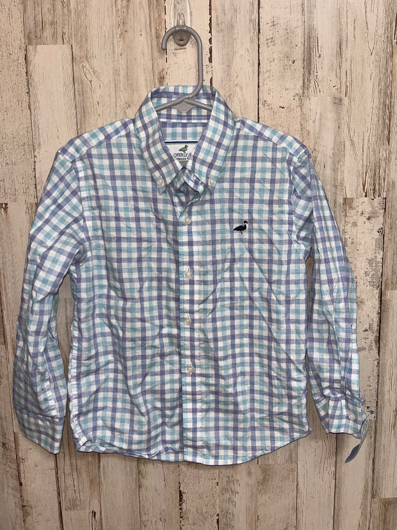 BLUE PROPERLY TIED PLAID BUTTON UP, BOY 3T