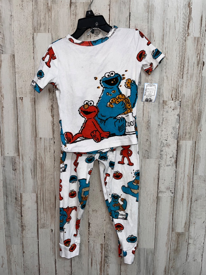 WHITE SESAMIE STREET COOKIE MONSTER PJ SET, BOY 4T