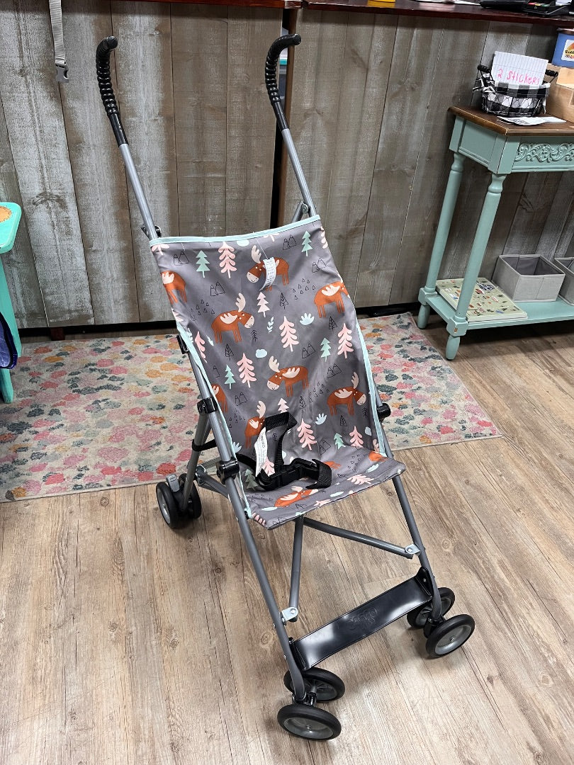 GREY COSCO WOODLAND PRINT UMBRELLA STROLLER, BABY GEAR