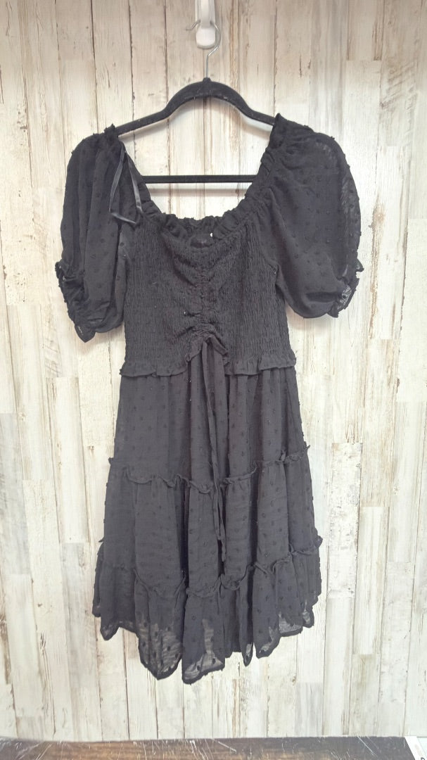 BLACK SHE + SKY DOT PUFF SLEEVE DRESS, LADIES S