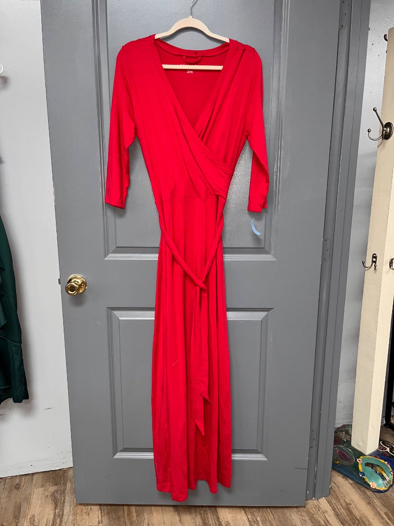 RED SOFT SURROUNDINGS WRAP NIGHT GOWN MAXI, LADIES S TALL