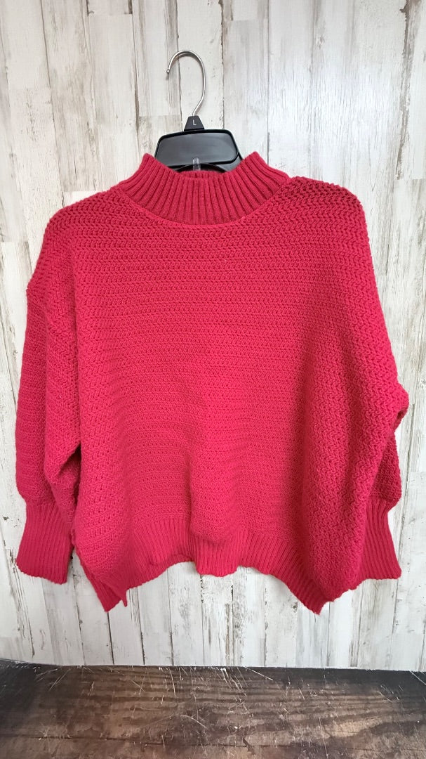 RED SHEIN KNIT MOCK NECK SWEATER, LADIES XL