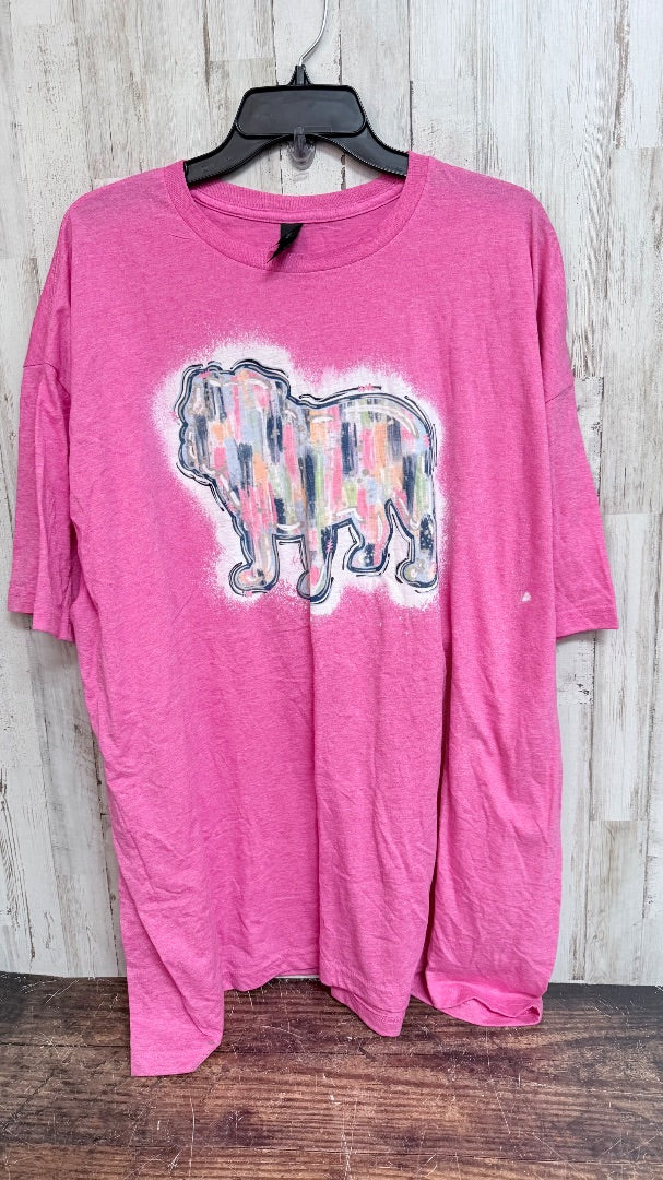 PINK GILDAN BULLDOG BLEACH TEE, LADIES 3X