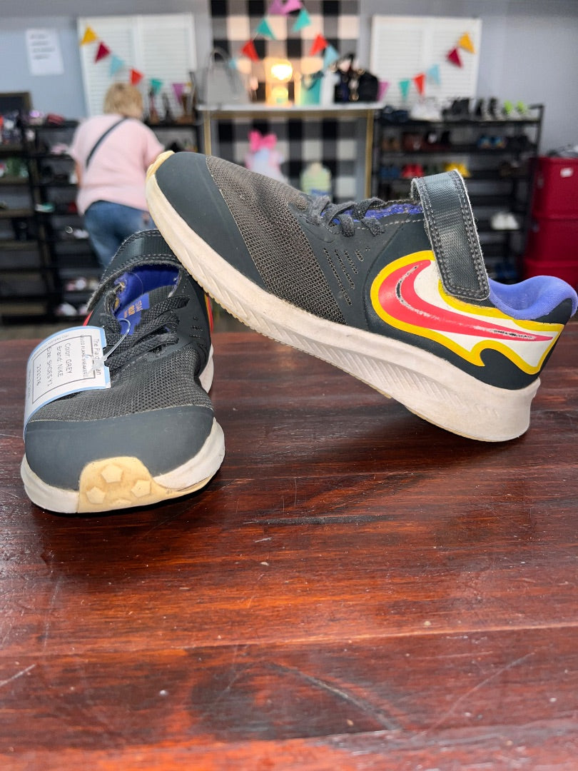 GREY NIKE VELCO FLAME SNEAKERS, SHOES Y1