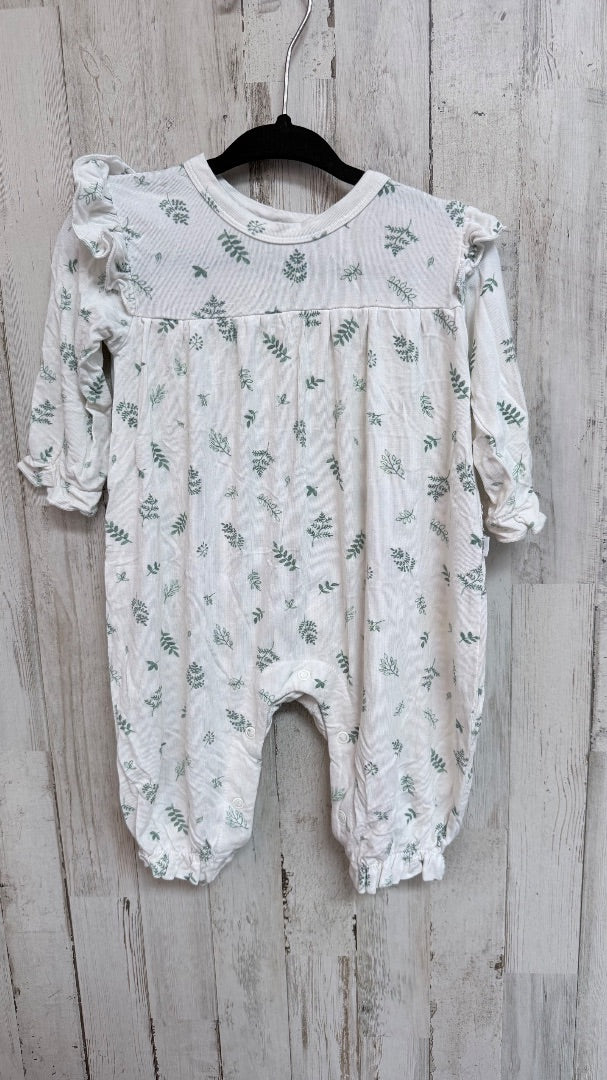 ELEGANT BABY WHITE LEAF PRINT ROMPER, GIRLS 3/6M