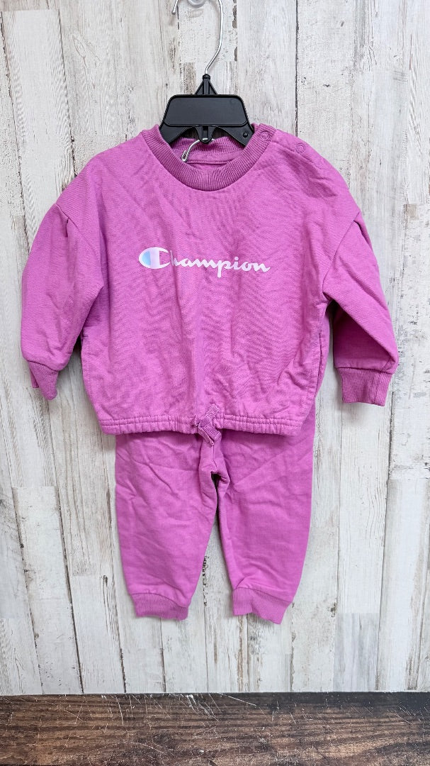 PURPLE CHAMPION LOGO 2PC SET, GIRLS 9M