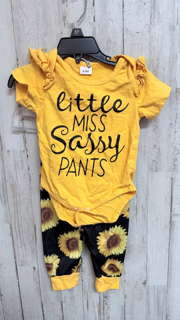 YELLOW SASSY PANTS 2PC SET, GIRLS 6/9M