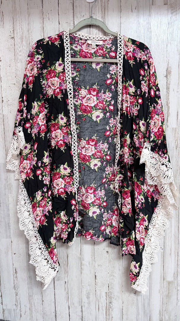 BLACK UMGEE FLORAL KIMONO, LADIES XL