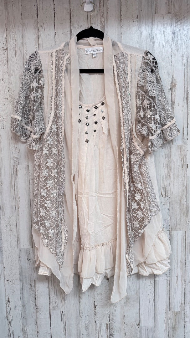 BEIGE PRETTY ANGEL LACE SHEER TOP, LADIES XL