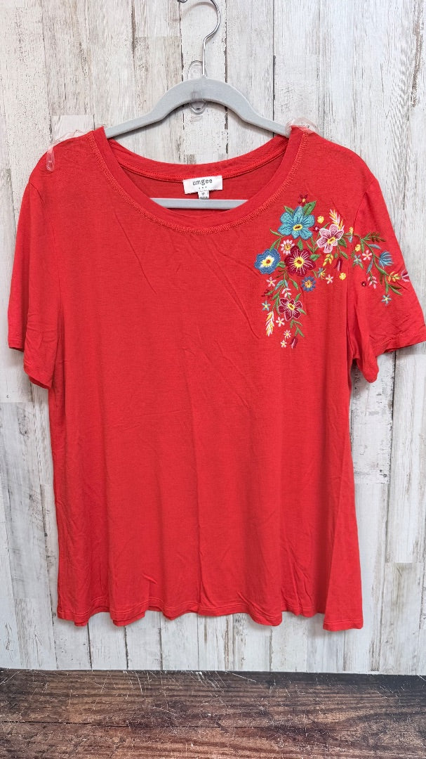 RED UMGEE EMBROIDERED TOP, LADIES M