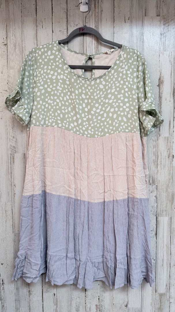 MINT/BEIGE 143 STORY SPOTTED TIER DRESS, LADIES M