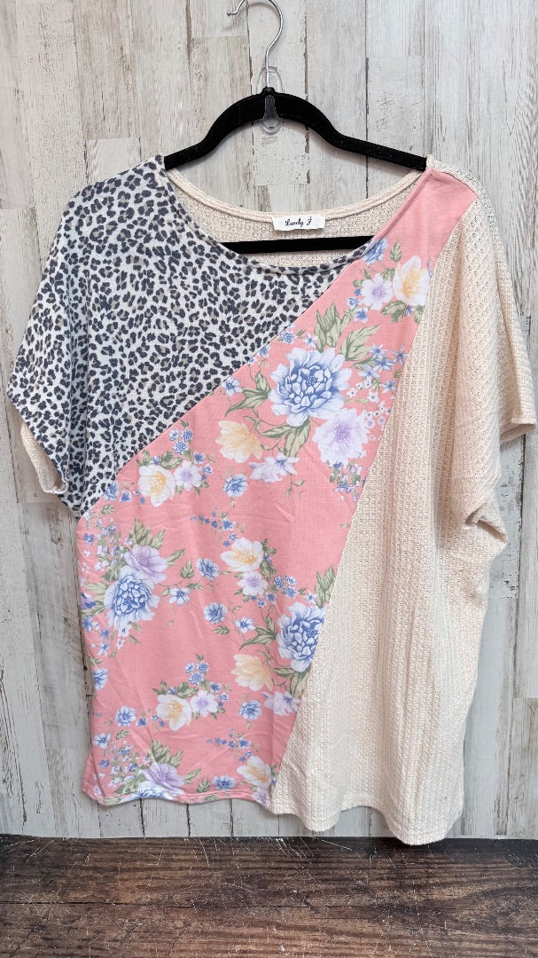 BEIGE LOVELY J CHEETAH FLORAL TOP, LADIES M