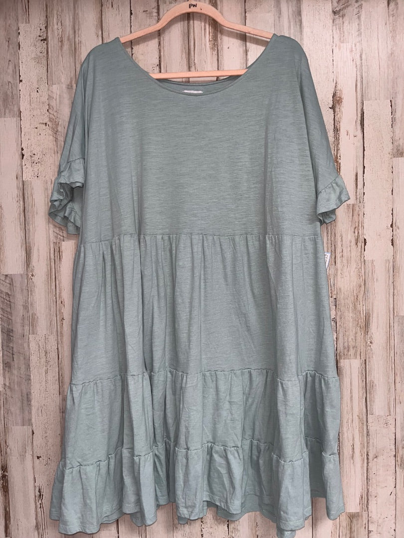 MINT TRUE CRAFT FLUTTER SLEEVE TIER DRESS, LADIES 4X