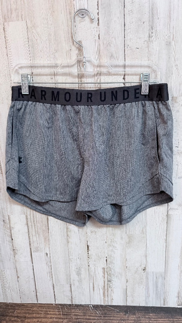 GREY UNDER ARMOUR ATHLETIC SHORTS, LADIES L