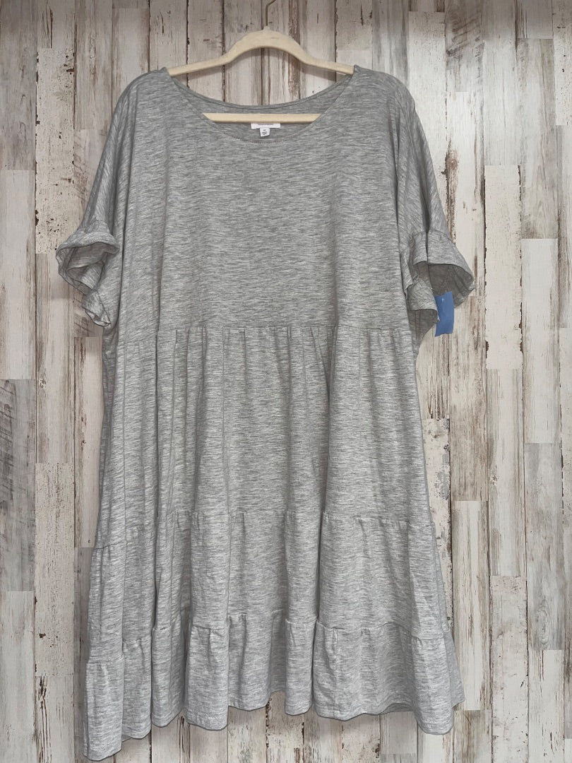 HEATHER GREY TRUE CRAFT TIER RUFFLE DRESS, LADIES 4X