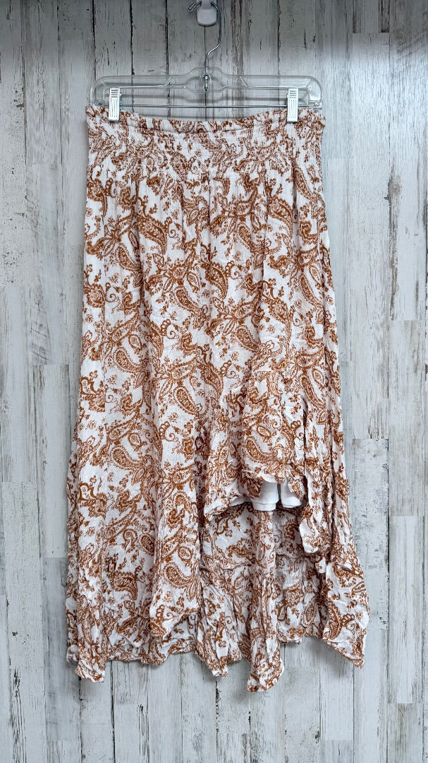 WHITE/TAN J GEE PAISLEY RUFFLE SKIRT, LADIES M