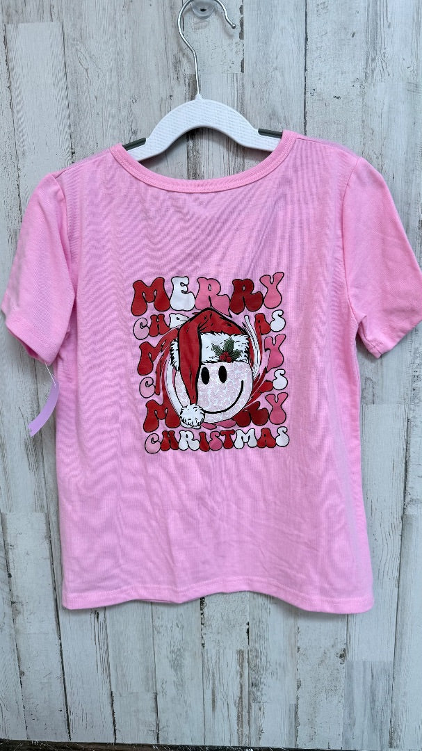 PINK MERRY CHRISTMAS TEE, GIRLS 7/8