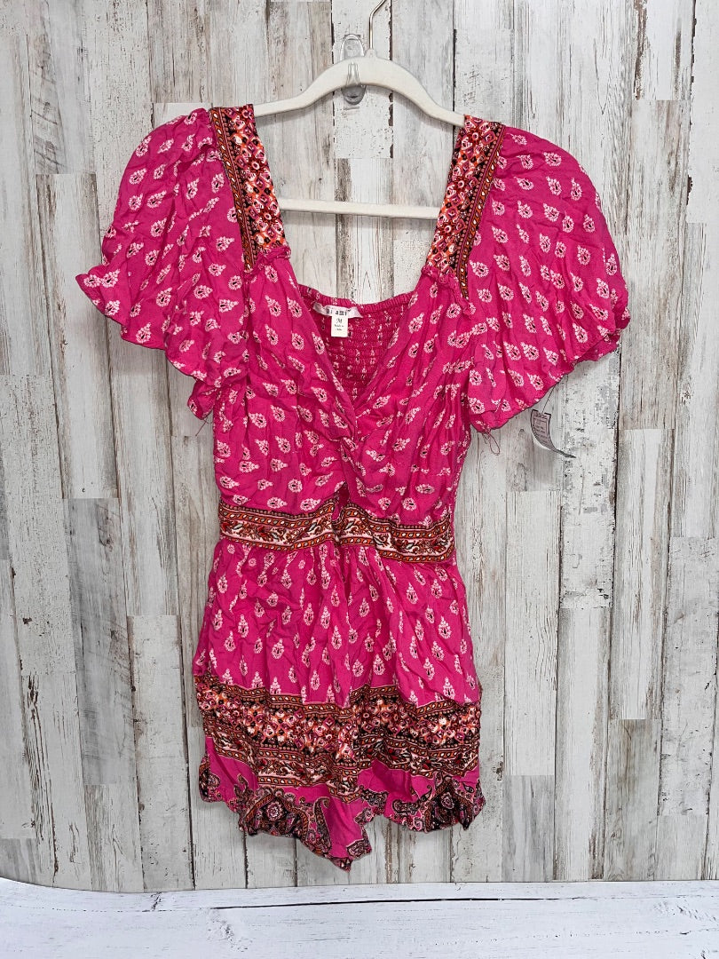 PINK MIAMI PAISLEY PRINT KEYHOLE ROMPER, LADIES M