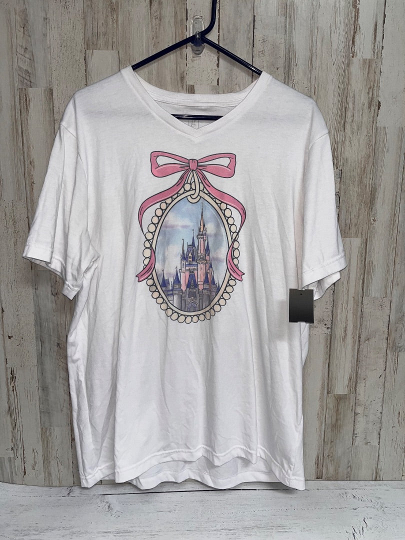 WHITE GEORGE DISNEY CASTLE TEE, LADIES XL