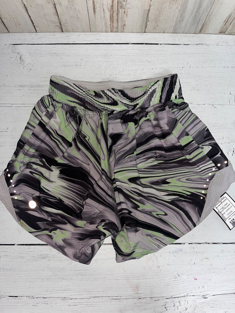 GREY/GREEN LULULEMON SZ0 PRINTED SHORTS, LADIES XS