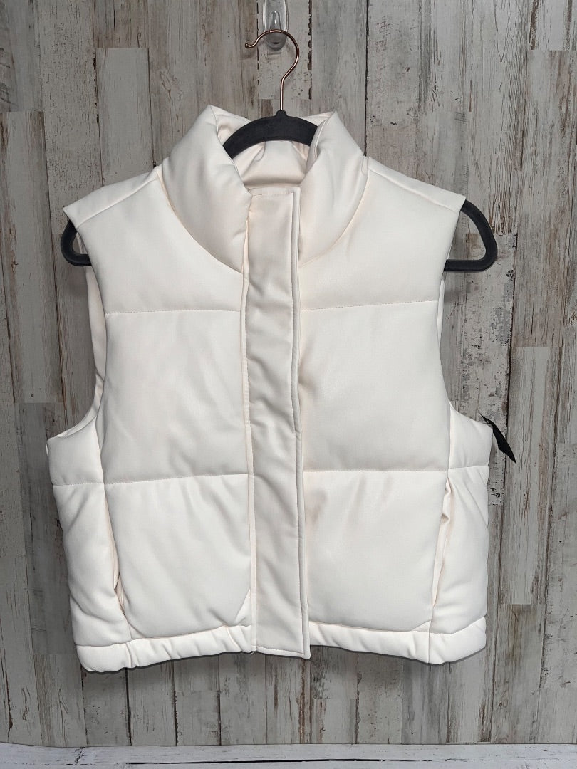 OFF WHITE CI SONO FAUX LEATHER PUFFER VEST, LADIES L