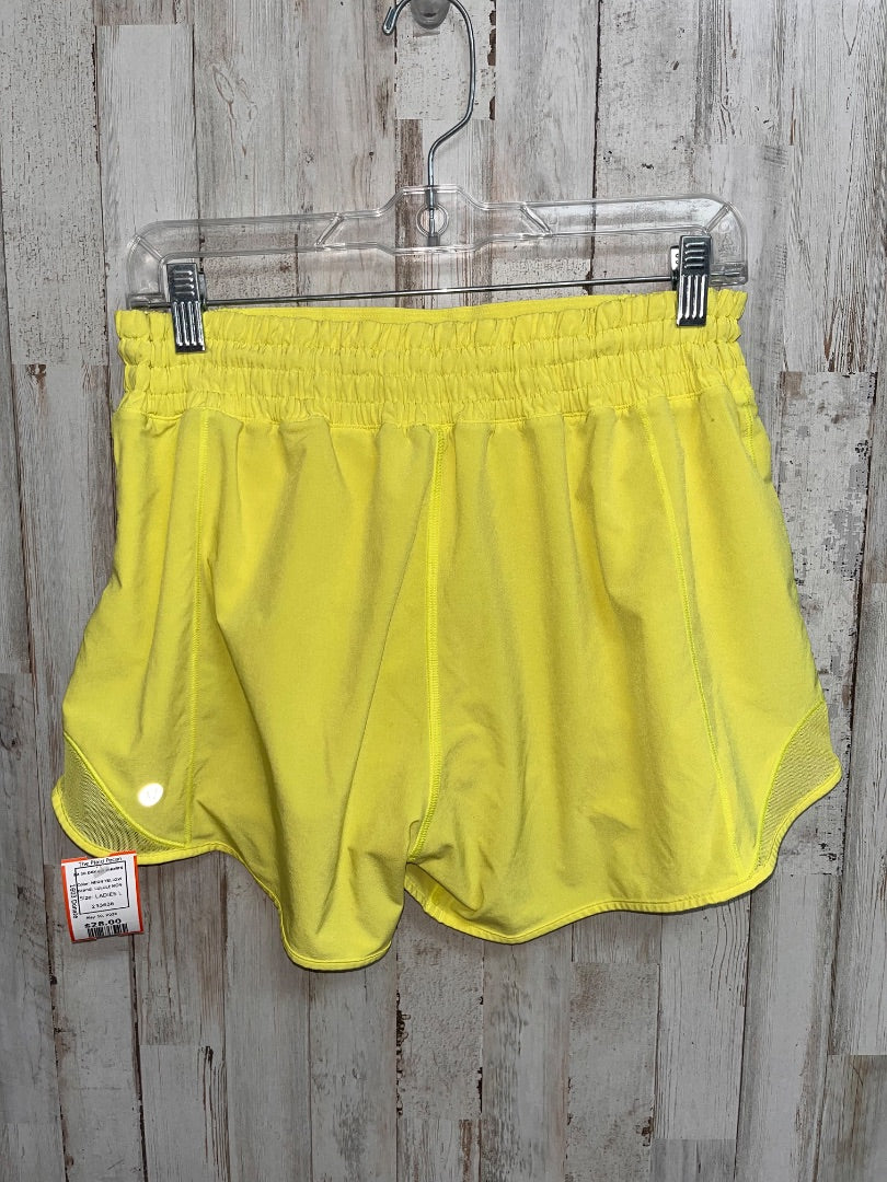 NEON YELLOW LULULEMON SZ 10 DRY FIT SHORTS, LADIES L