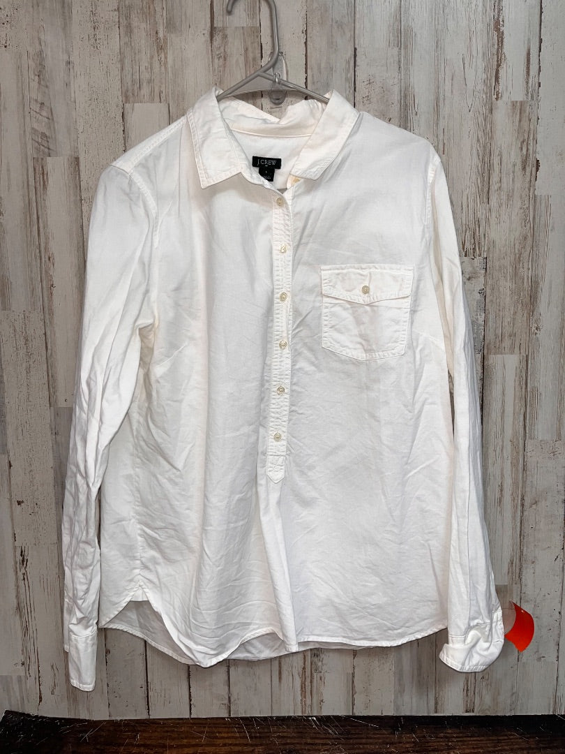 WHITE J CREW BUTTON UP, LADIES L
