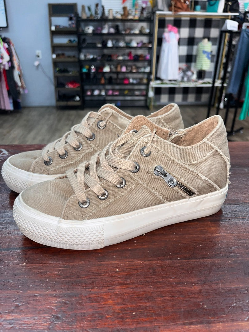 TAN BLOWFISH CANVAS SLIP ON SNEAKERS, SHOES A8.5