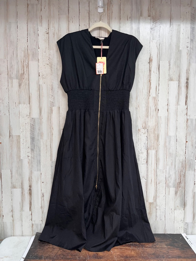 BLACK ENTRO NEW ZIP SMOCK WAIST DRESS, LADIES L