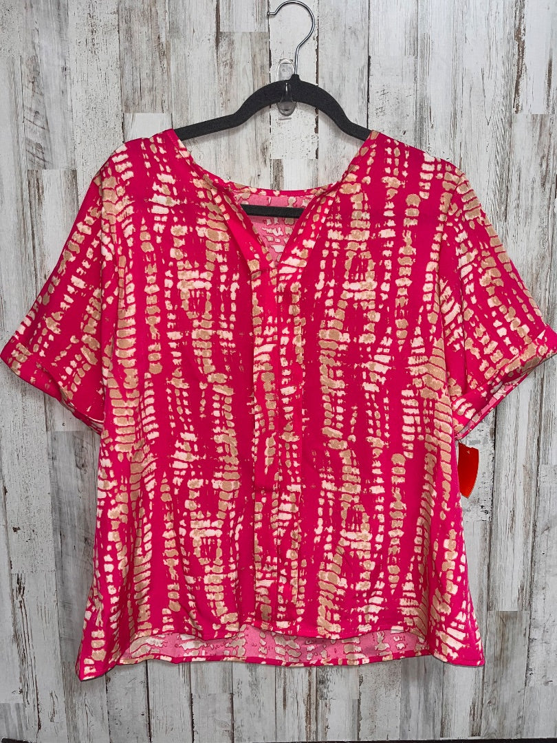 PINK/TAN SHEIN NEW GATOR SKIN PRINT BLOUSE, LADIES L