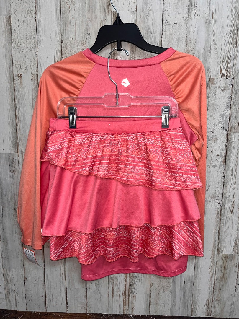 CORAL OCEAN + COAST HIGH TIDES 2PC SKORT SWIM SET, GIRL 10/12