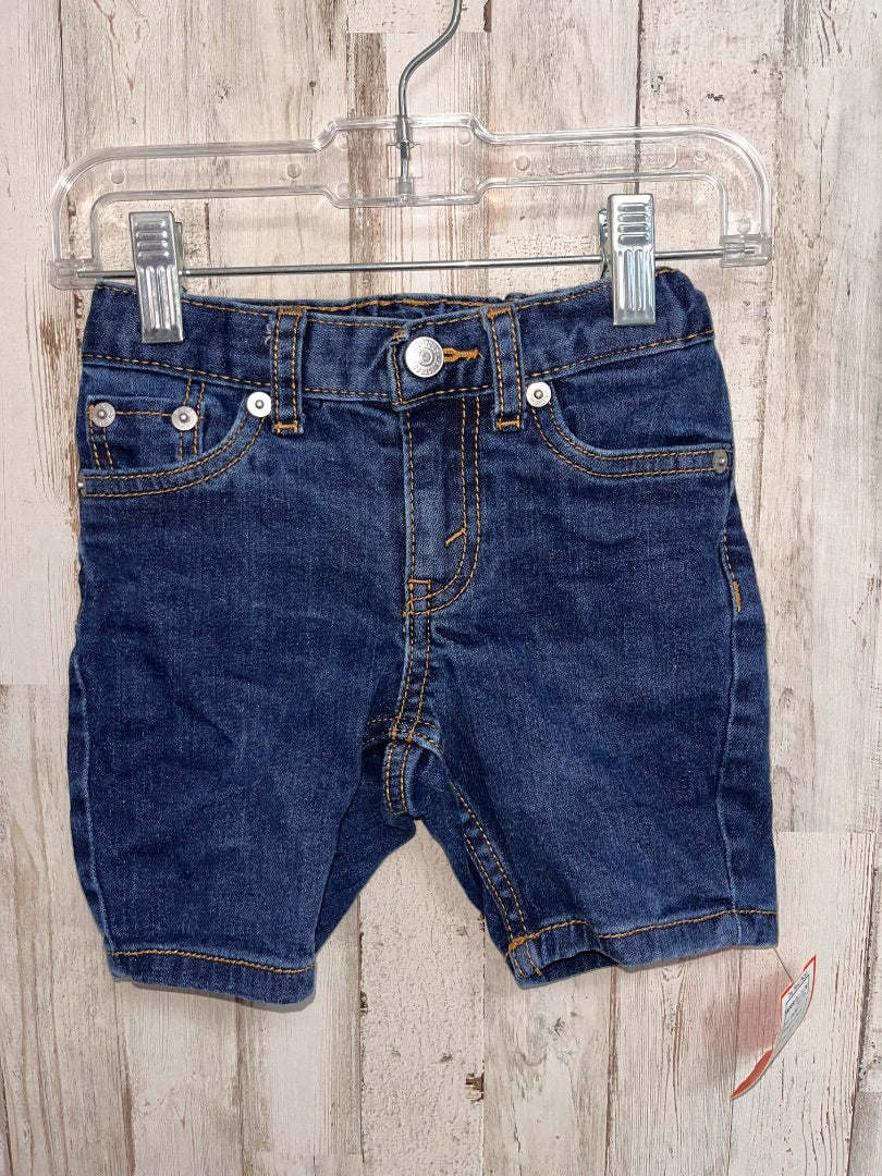 DARK DENIM LEVIS TAPER SHORTS, BOY 3T