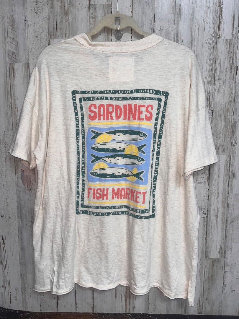 TAN AERIE FISH BOYFRIEND TEE, LADIES M