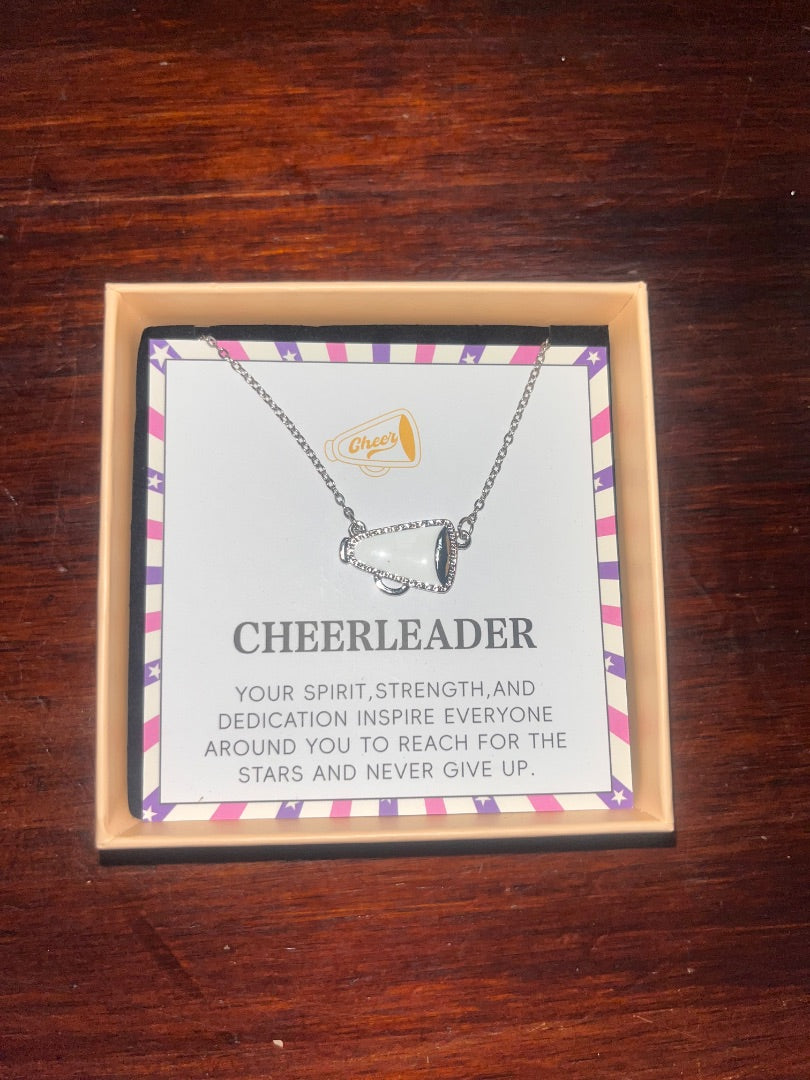 WHITE/SILVER NEW MEGAPHONE CHEER NECKLACE