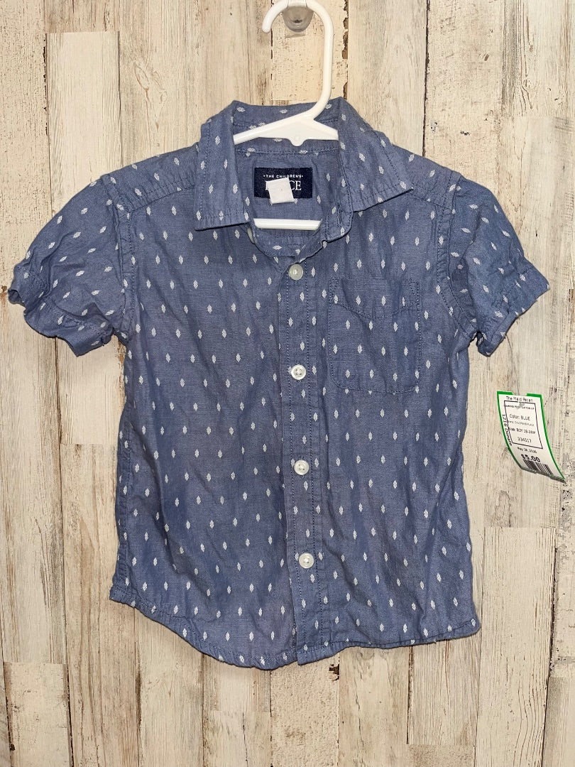 BLUE CHILDRENS PLACE DIAMOND PRINT BUTTON UP, BOY 18-24M
