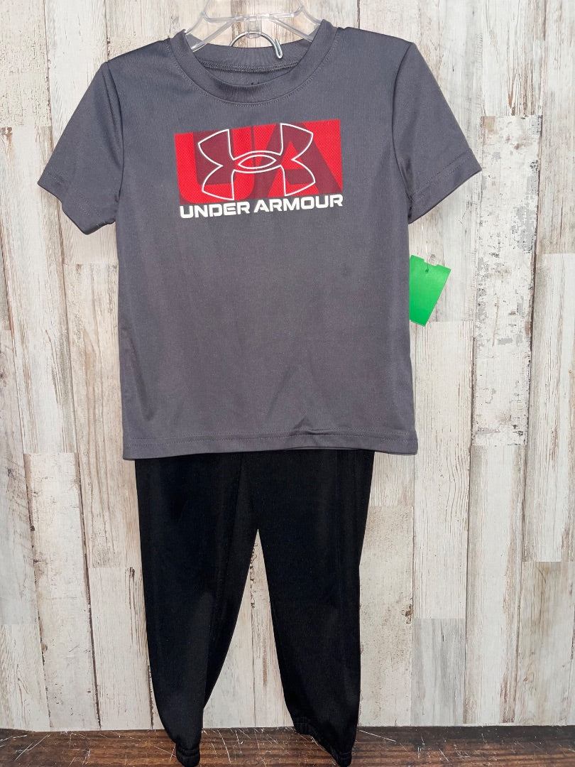 GREY/BLACK UNDER ARMOUR 2PC DRY FIT LOGO SET, BOY 24M