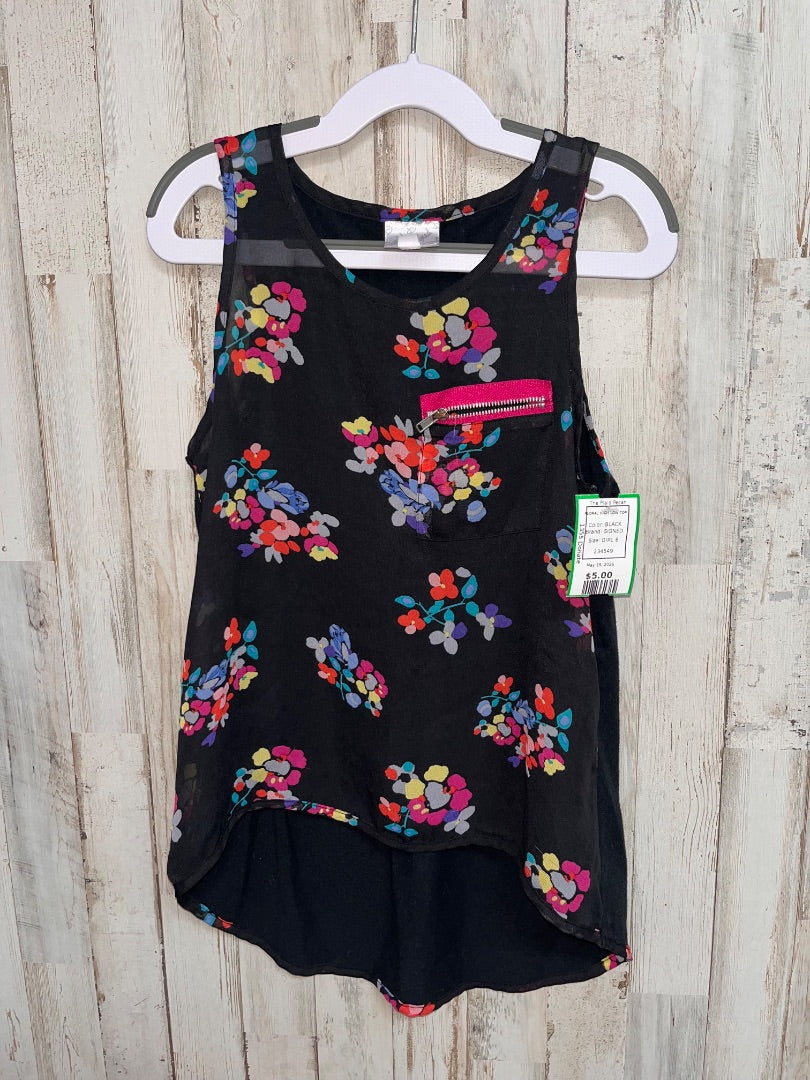 BLACK SIGNED FLORAL HIGH LOW TOP, GIRL 8
