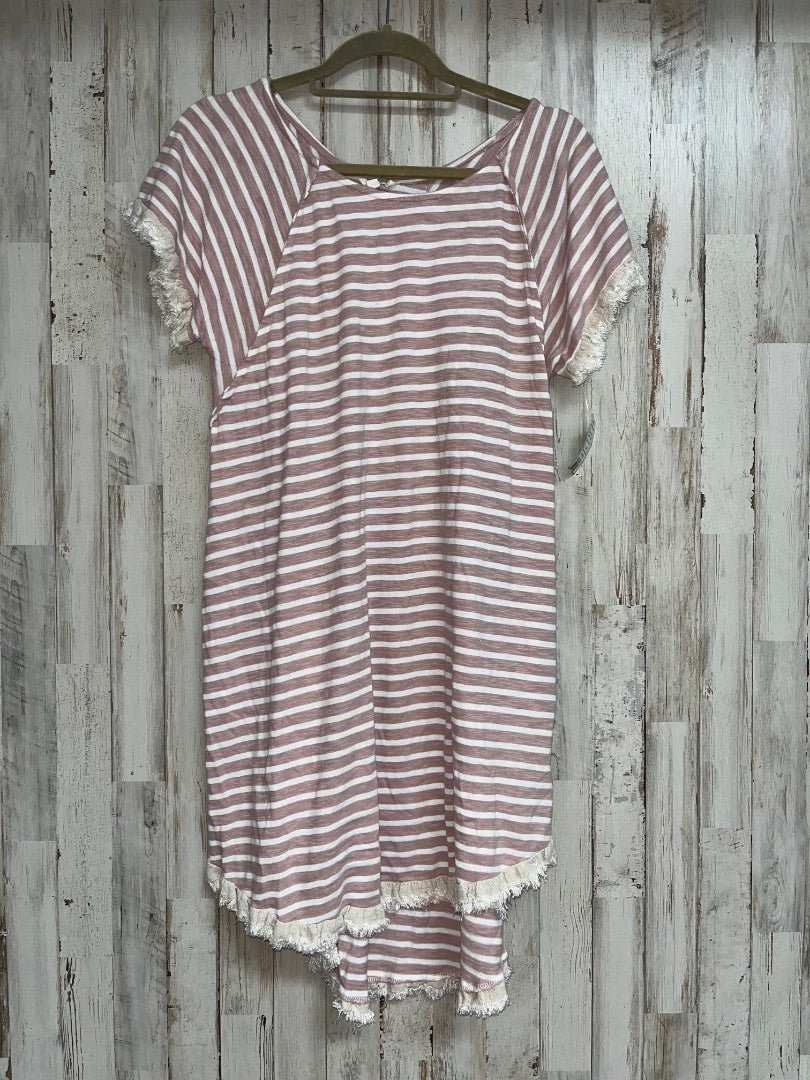 PINK/WHITE UMGEE STRIPE FRINGE DRESS, LADIES S