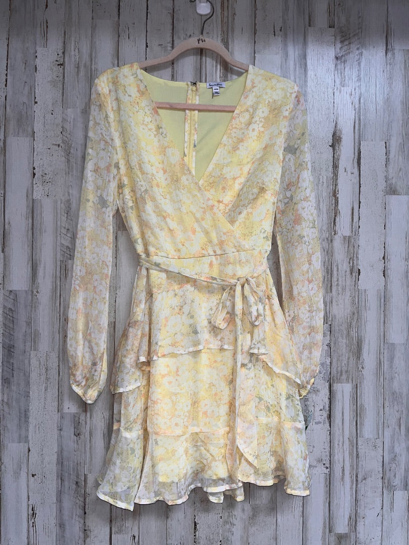 YELLOW LOVE FIRE FLORAL TIER DRESS, LADIES M