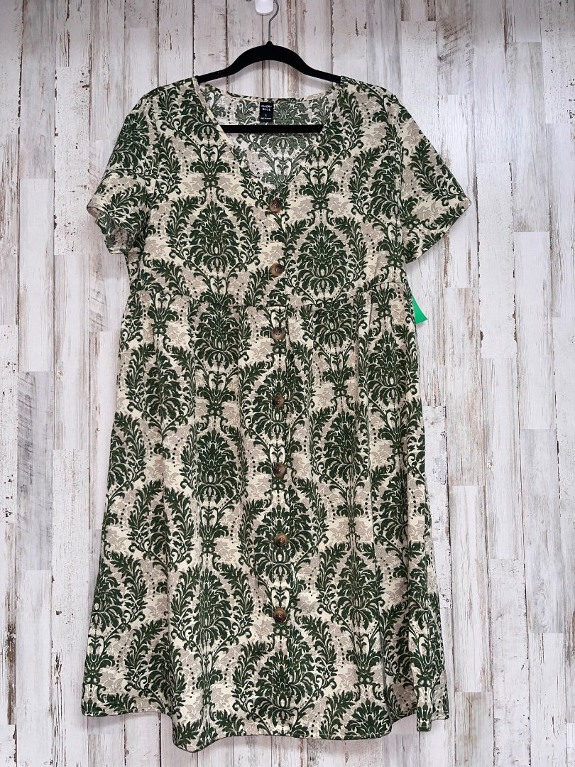 TAN/OLIVE EMERY ROSE DAMASK BUTTON DRESS, LADIES L