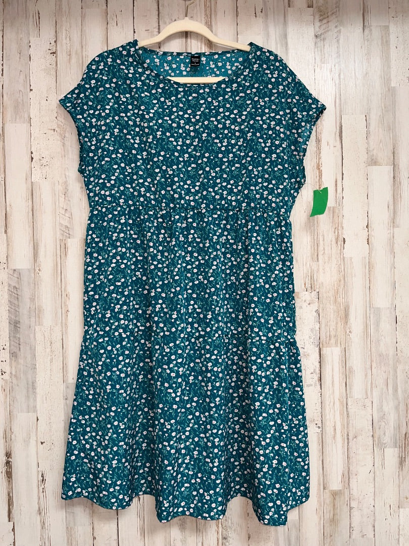 TEAL EMERY ROSE FLORAL PRINT TIER DRESS, LADIES L