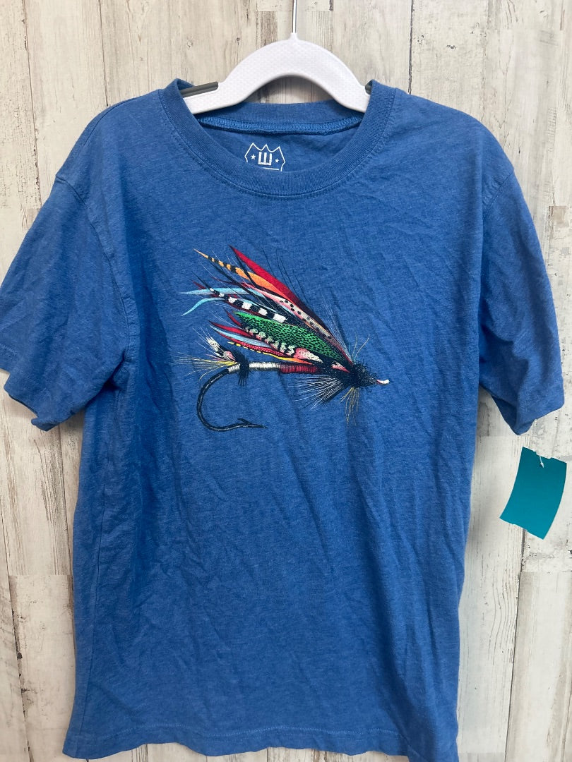 BLUE WES AND WILLY FLY FISH LURE TEE, BOY 8
