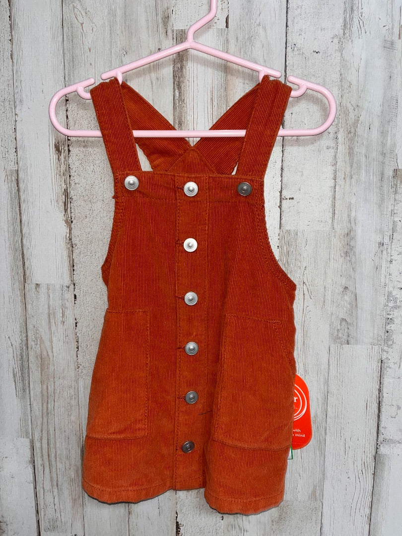 RUST WONDER NATION CORDUROY OVERALL DRESS, GIRL 12M