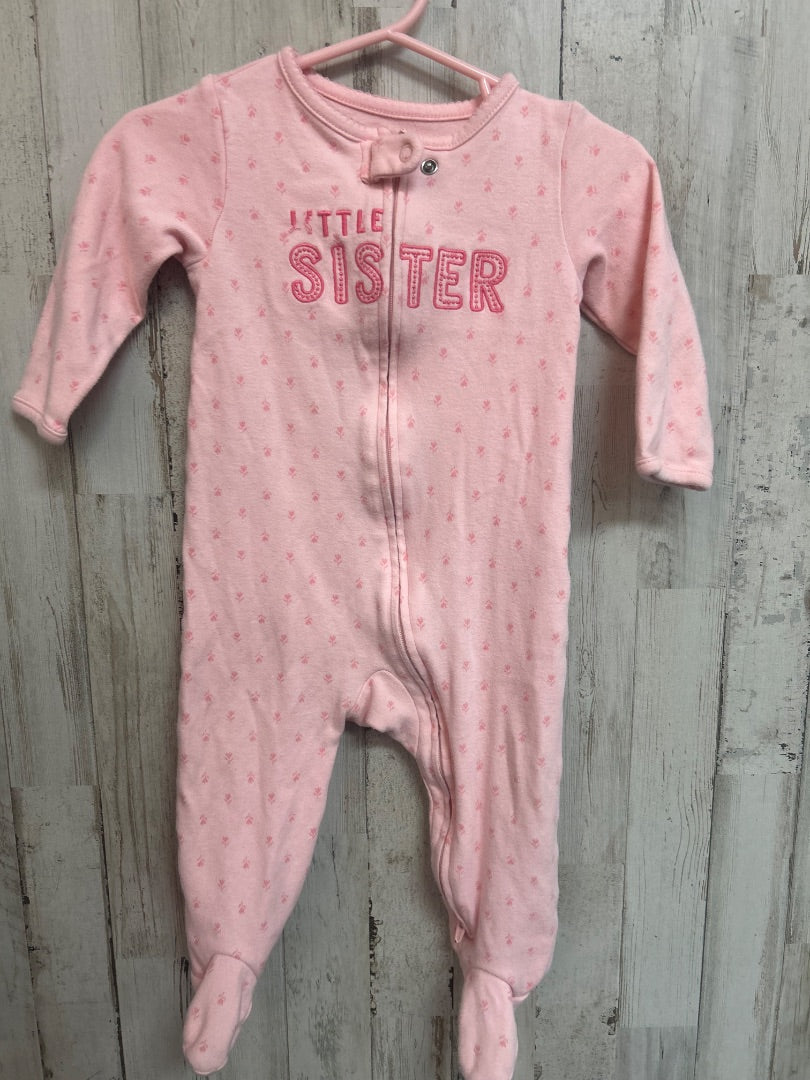 PINK CARTERS LITTLE SISTER FLORAL SLEEPER, GIRLS 6/9M