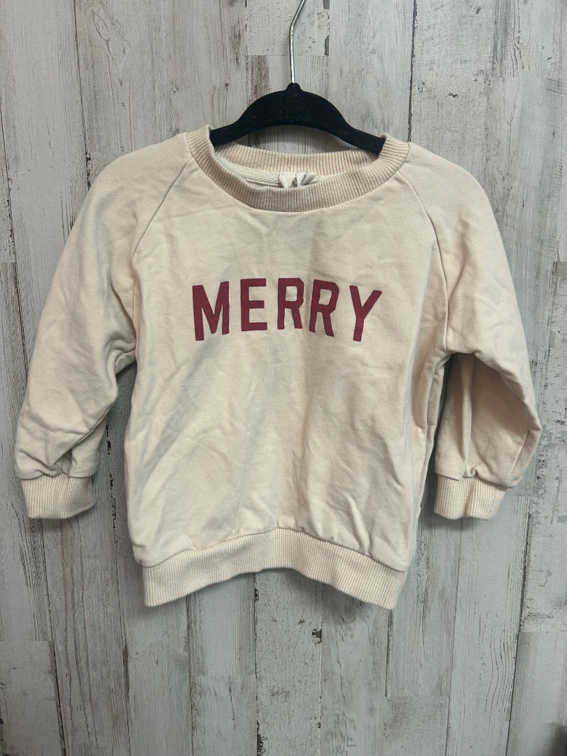 BEIGE TRIPLE THE JOY MERRY SWEATSHIRT, GIRLS 12/18M
