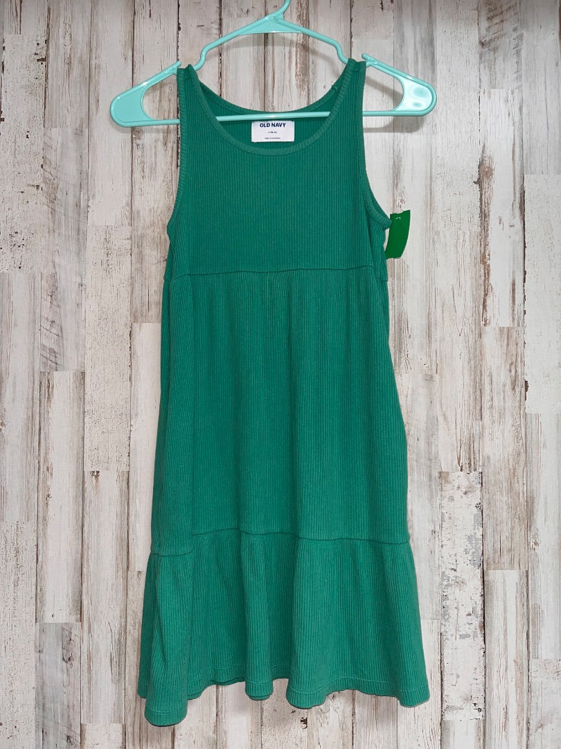 KELLY GREEN OLD NAVY RIBBED TIER DRESS, GIRL 10/12