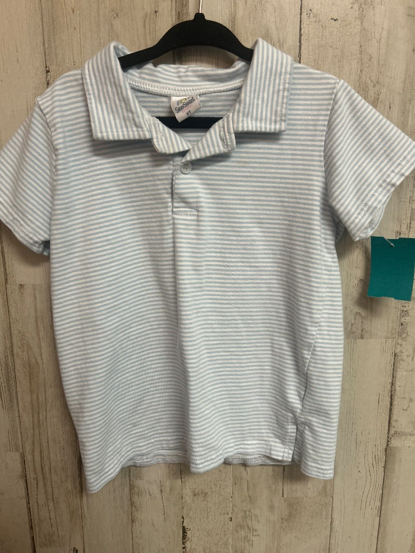 BLUE/WHITE SEW SWEET STRIPE POLO, BOYS 3T