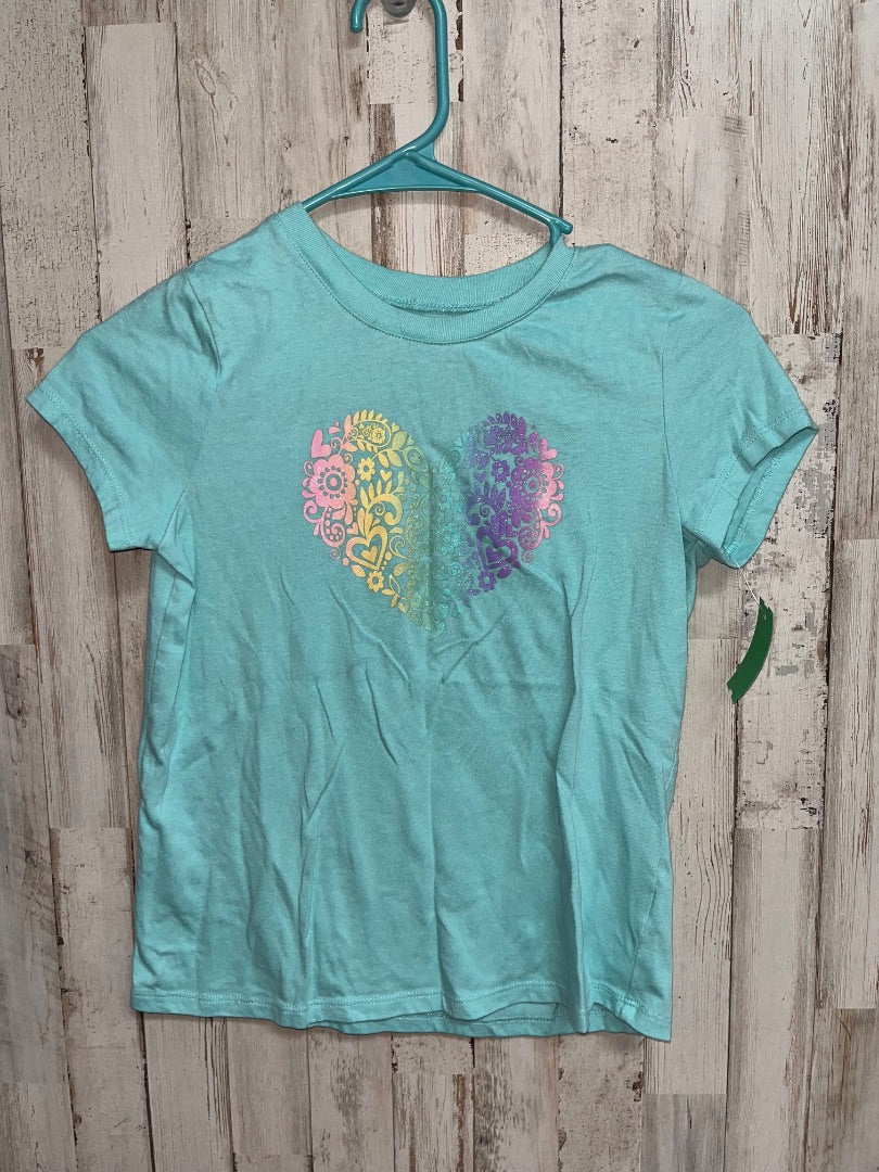 TEAL BTWEEN GLITTER HEART TEE, GIRL 12