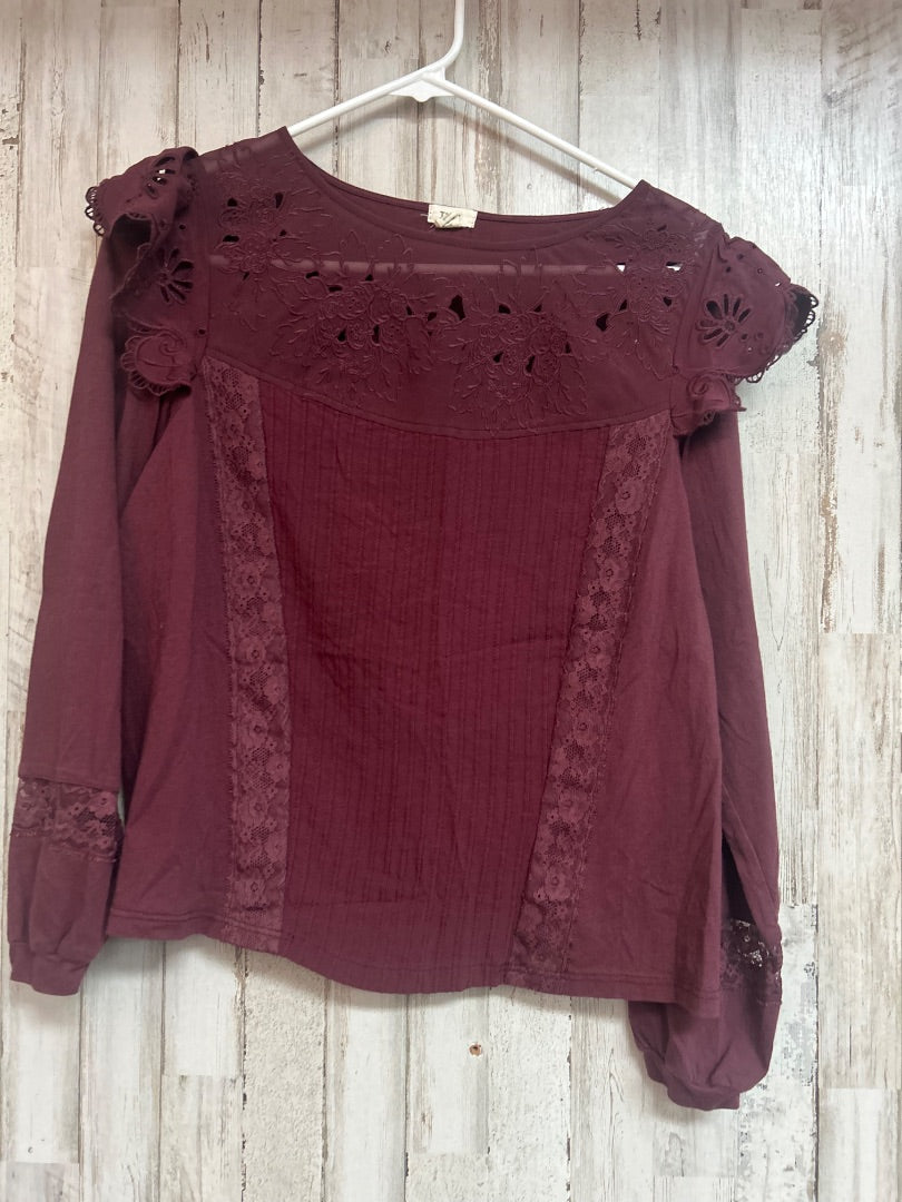 MAROON TINY EYELIT LACE TOP, LADIES S